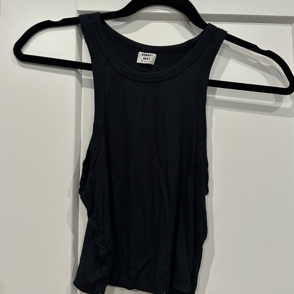 Aritzia Sunday Best Ribbed Tank Top - Black - Picture 1 of 1